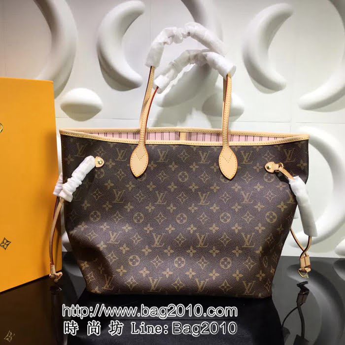 路易威登LV頂級原單M40995 老花配粉色裏 Neverfull 經典手袋 YDH1366